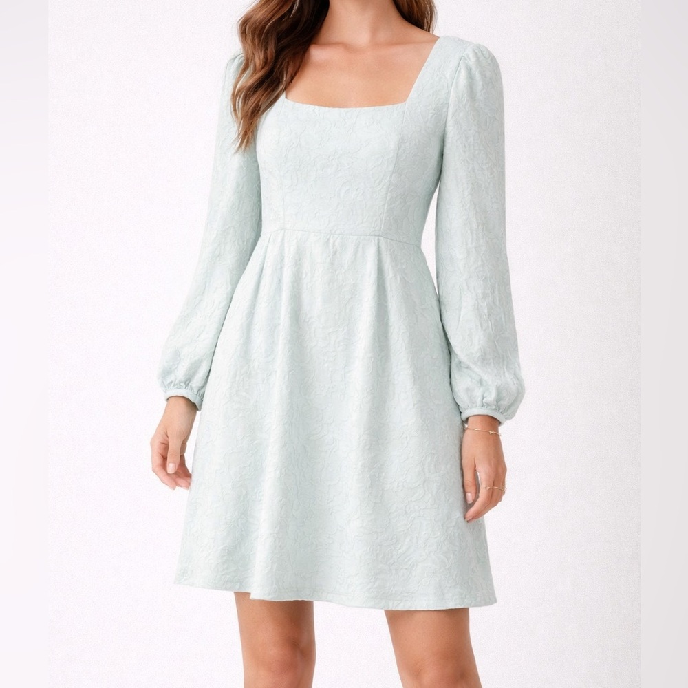 Sachin + Babi Rhinebeck Mini Dress Puff Sleeve Light Blue Mint 4